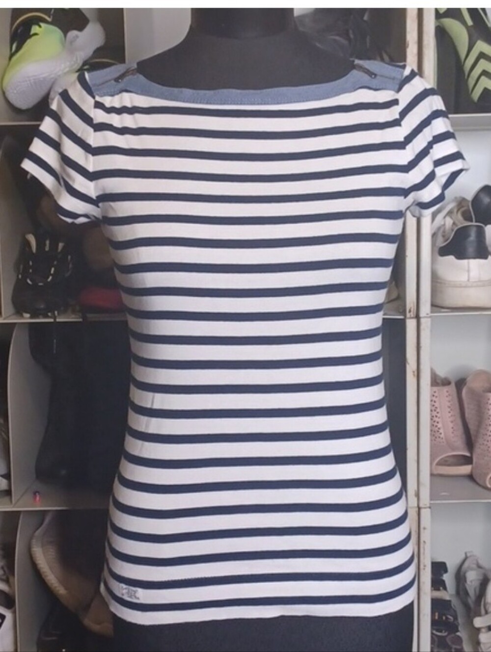 Ralph Lauren Navy & White Striped Cotton Top S